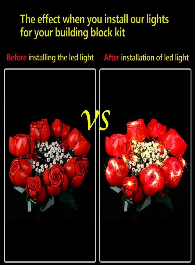 Kyglaring طقم إضاءة LED من Kyglaring متوافق مع مكعبات بناء باقة الورود من ليغو 10328، ملحقات إضاءة بتحكم عن بعد مطورة لمجموعة ليغو 10328، هدايا عيد الحب (أضواء فقط) - Image 4